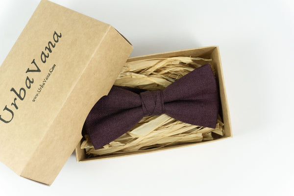 Eggplant color pre tied bow ties for weddings