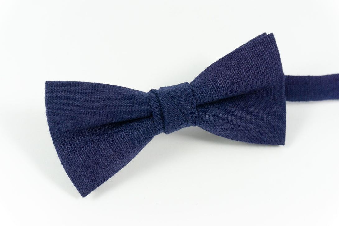 Navy dark blue pre-tied groomsmen bow ties