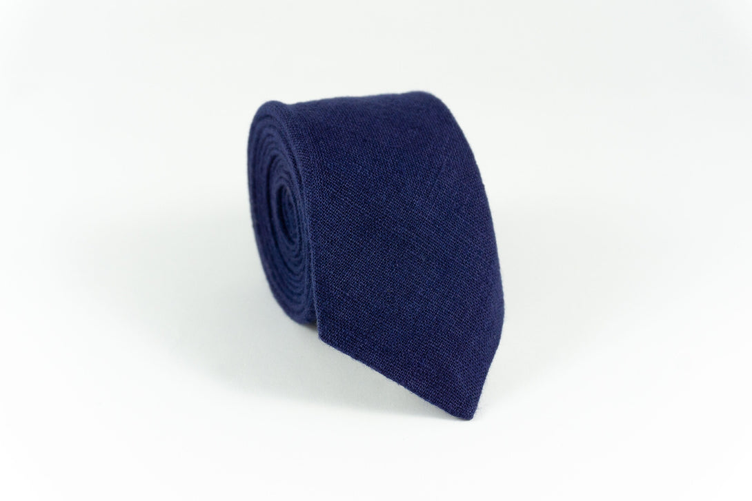 Dark Blue linen bow ties for men and toddler boys