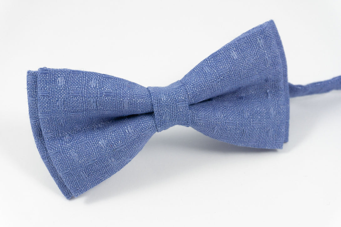 Blue patterned linen bow ties for men and boys