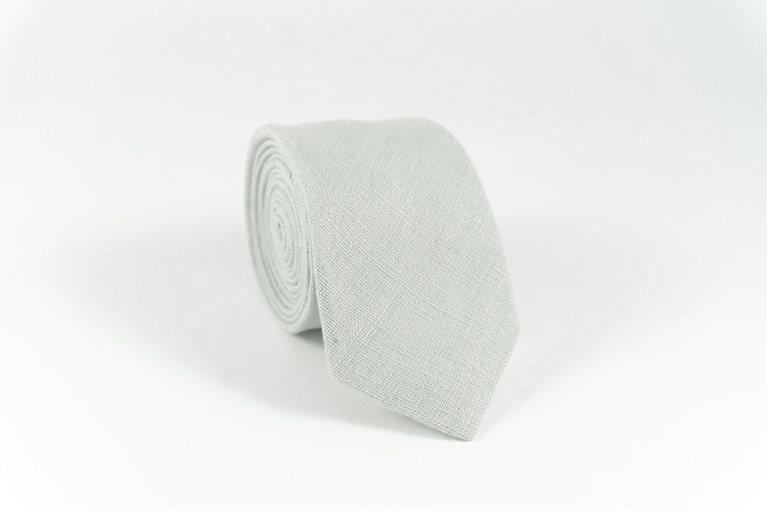 Dusty grey linen ties for weddings