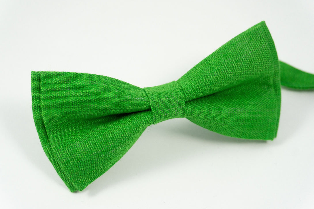 Green color classic pre-tied bow ties for men and boys