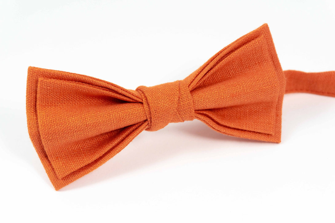 Orange color men's wedding bow tie for groomsmen and groom gift - Orange color skinny necktie for man