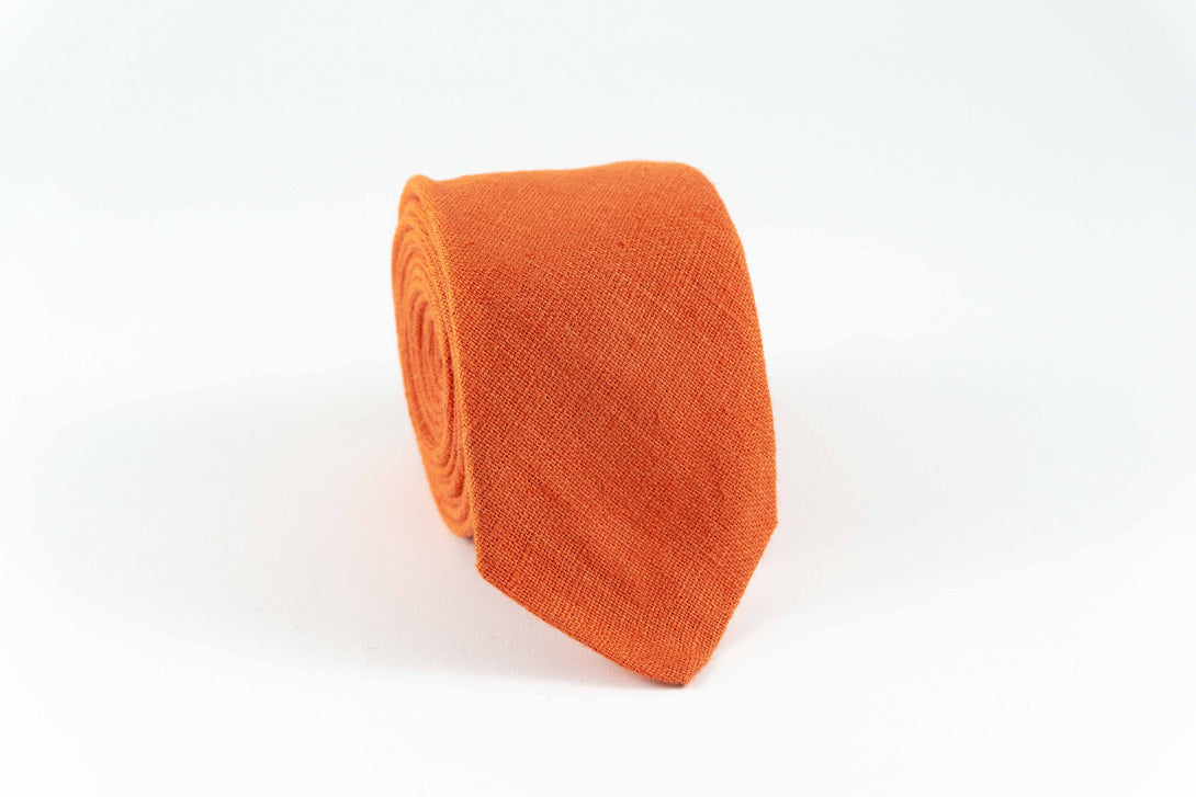 Orange color men's wedding bow tie for groomsmen and groom gift - Orange color skinny necktie for man