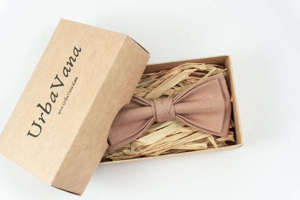 Light brown pre-tied groomsmen bow ties for weddings