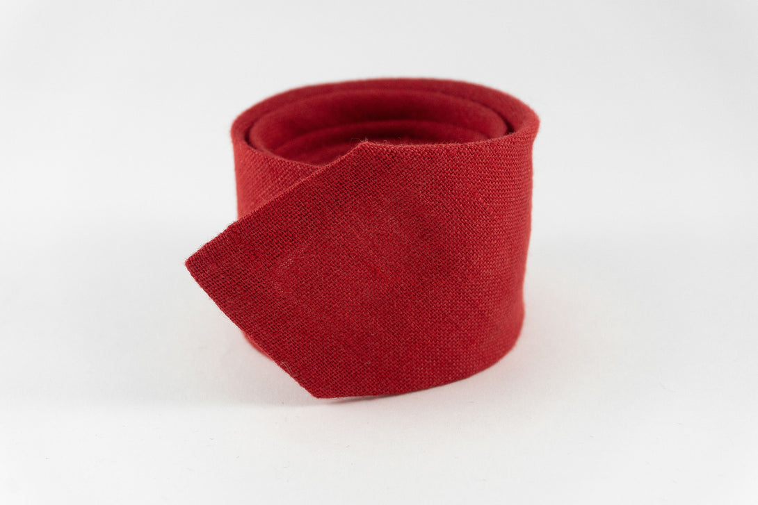 Red linen pre tied groomsmen bow ties for weddings - red wedding necktie for groomsmen