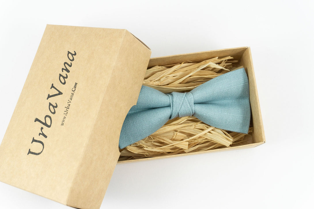 Sea blue classic mens wedding bow ties for groomsmen - ties for men and handkerchiefs
