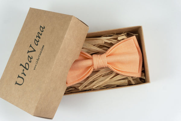 Peach color groomsmen bow tie for weddings - peach wedding bow ties and neckties for men