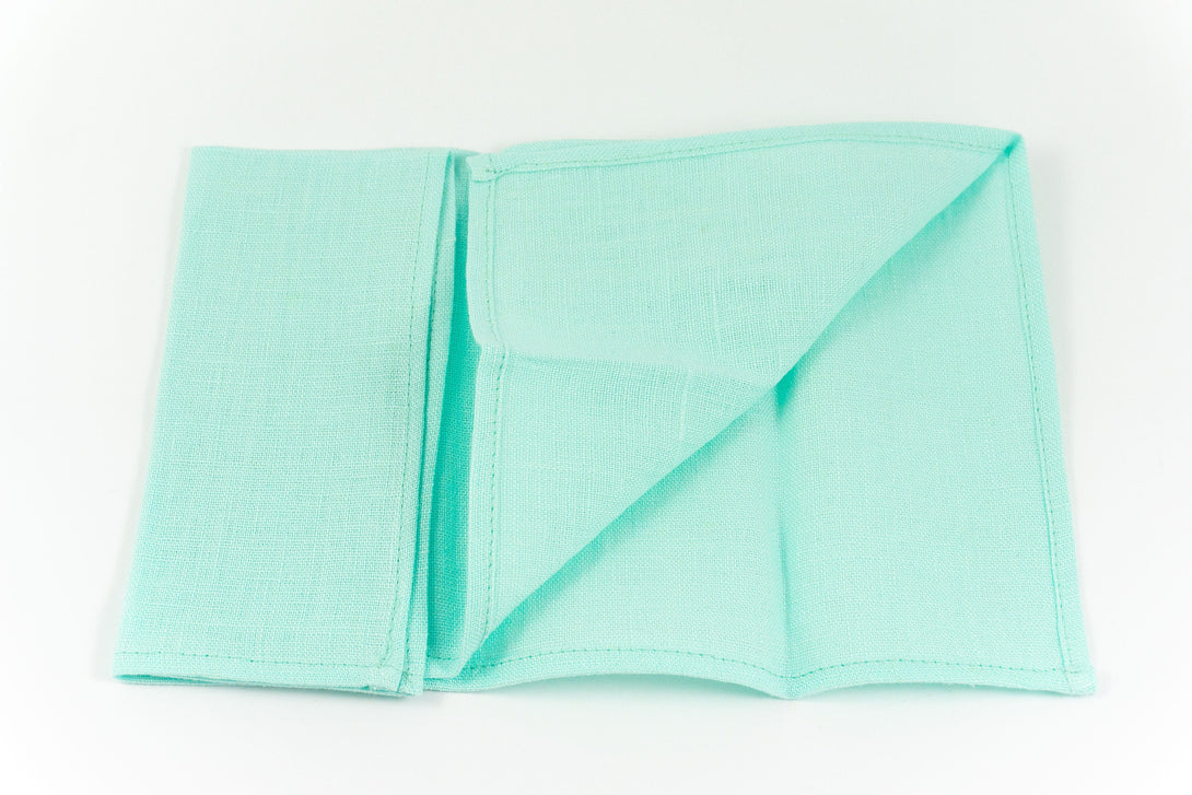 Mint color pre-tied linen groomsmen bow ties for wedding