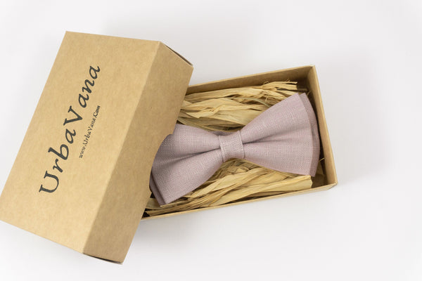 Pale purple linen bow tie for your weddings and groomsmen