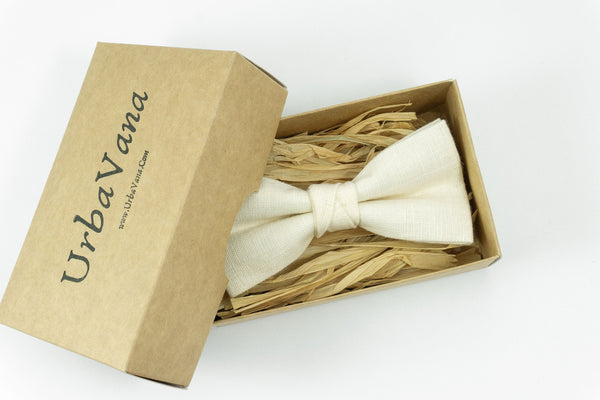 Champagne linen pre-tied groomsmen bow ties for wedding