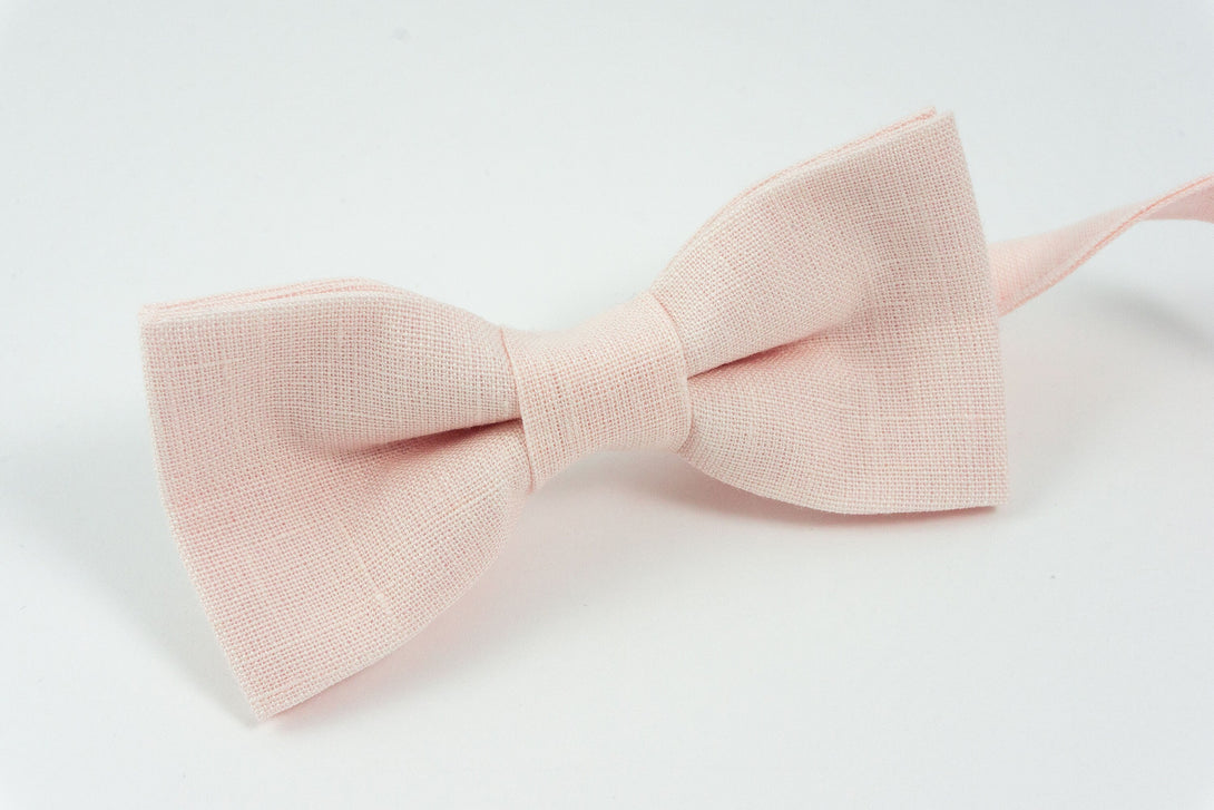 Peach color linen baby boys and kids bow ties