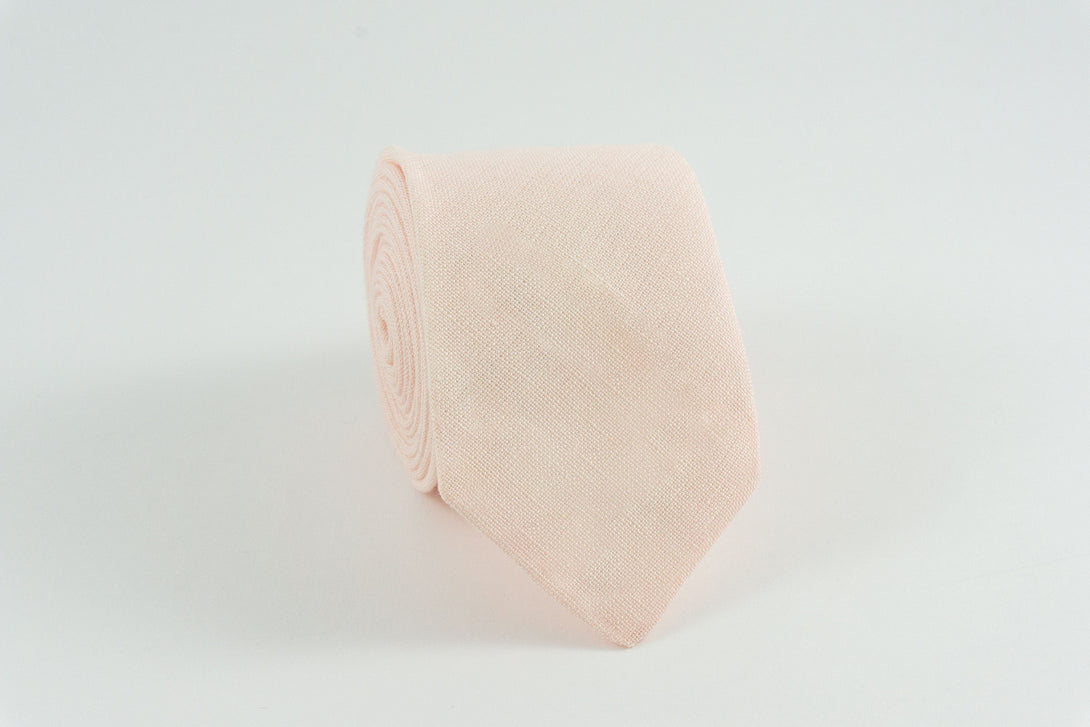 Light Blush peach linen wedding bow tie available with matching pocket square