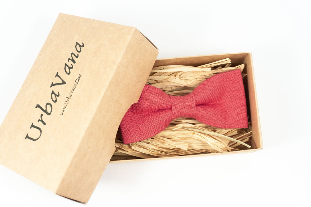 Coral color bow ties for men and baby boys