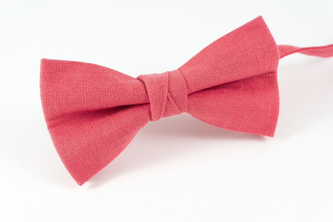 Coral color pre-tied bow ties for weddings