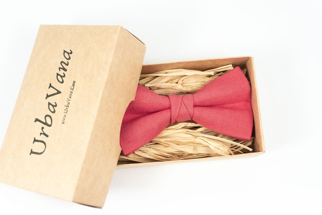 Coral color pre-tied bow ties for weddings