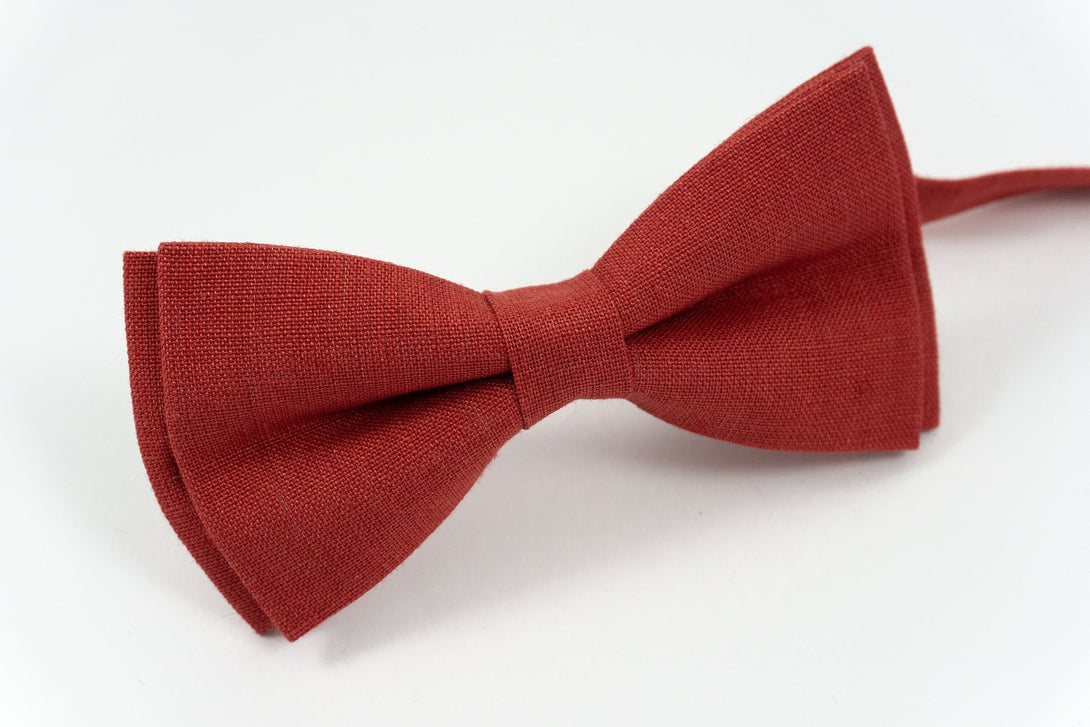 Burnt red color pre-tied wedding bow ties for groomsmen proposal gift