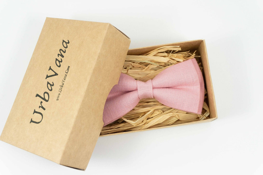 Pink linen classic bow ties for weddings - wedding bow ties for groomsmen gift