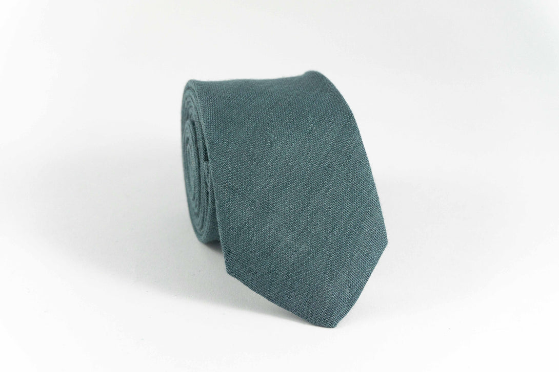 Blue grey linen classic bow ties - fathers day gift