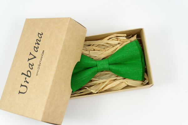 Green color classic pre-tied bow ties for men and boys