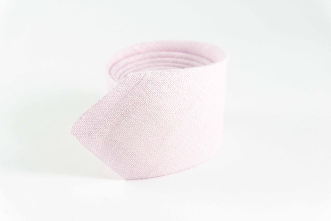 Light Pink color linen wedding bow tie for groomsmen