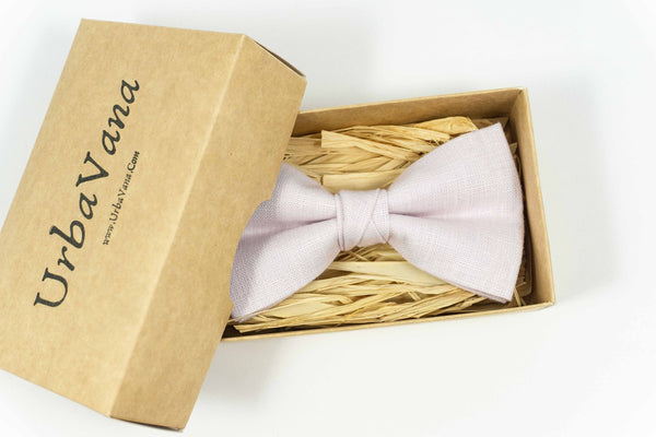 Light Blush pink linen wedding bow ties