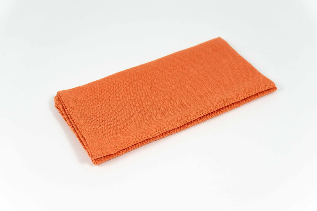 Orange color linen pocket square or handkerchief for men available with matching bow tie or necktie for man