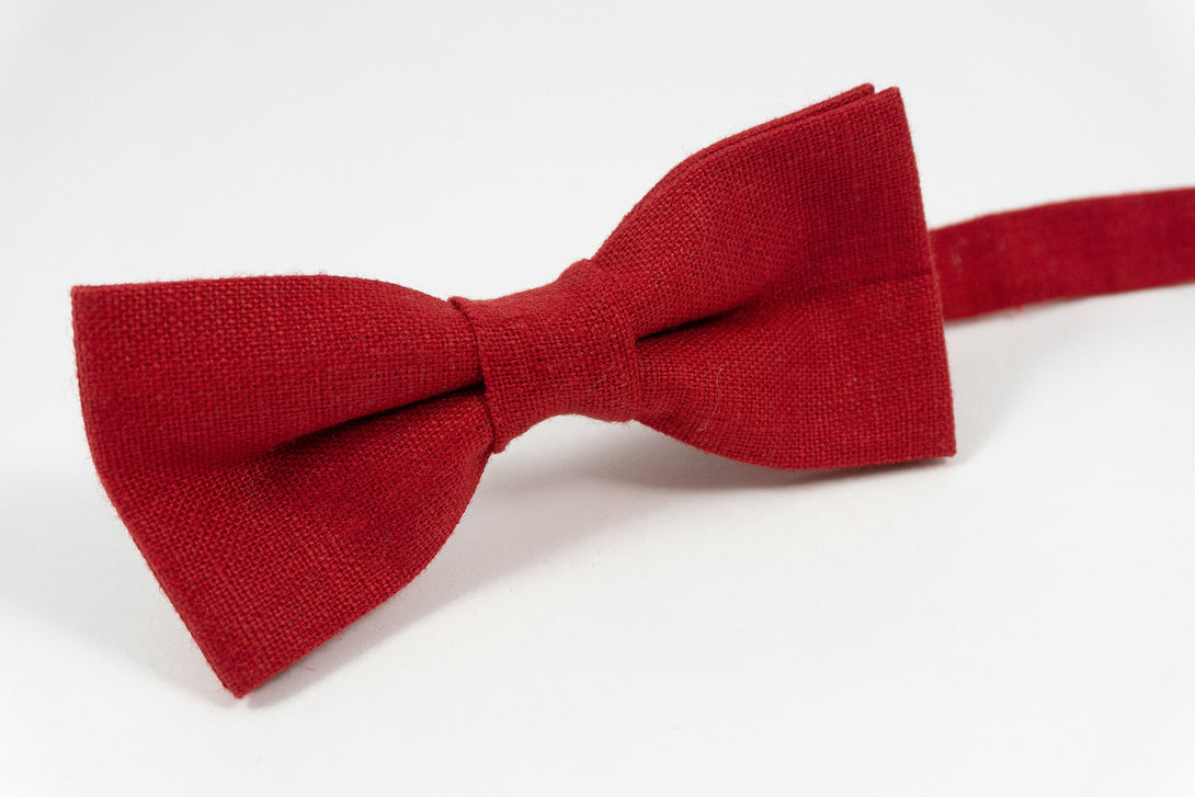 Red linen bow ties for men and boys