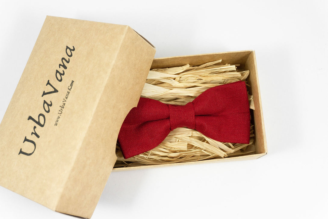 Red linen bow ties for men and boys