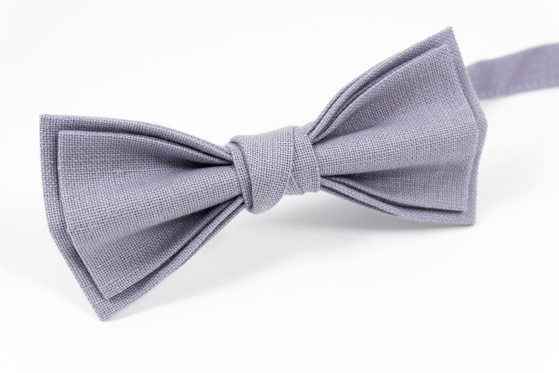 Lilac grey linen wedding bow tie - bow ties for men