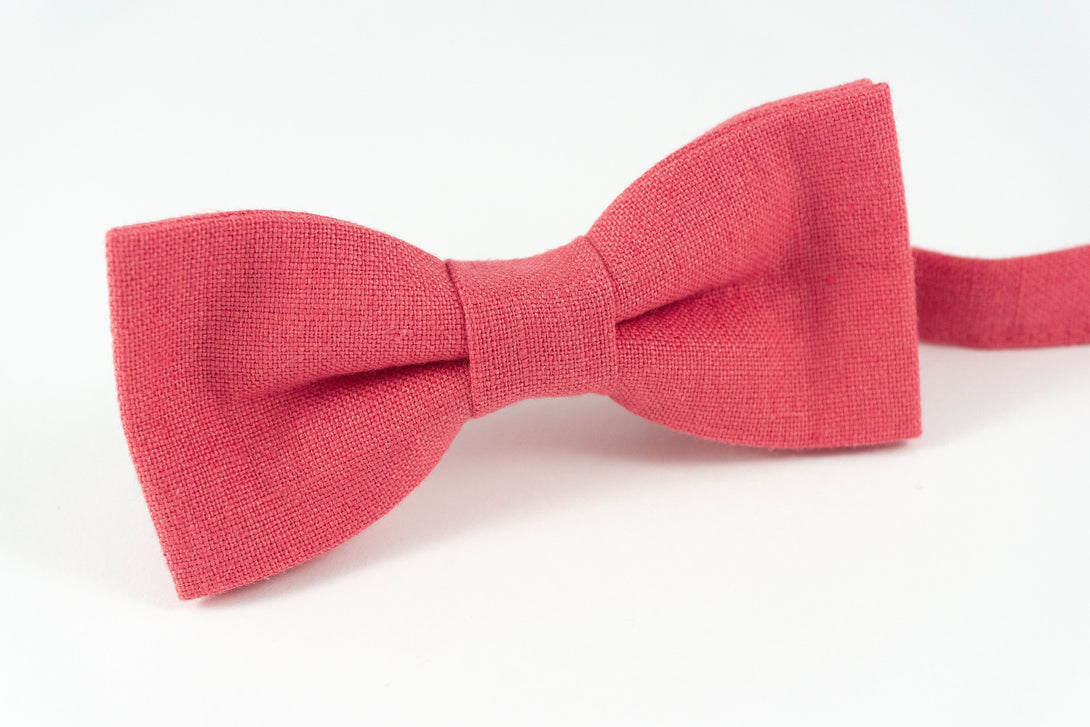 Coral color bow ties for men and baby boys