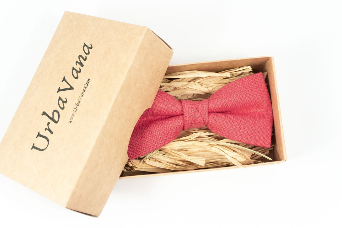 Coral color wedding bow ties for groomsmen gifts