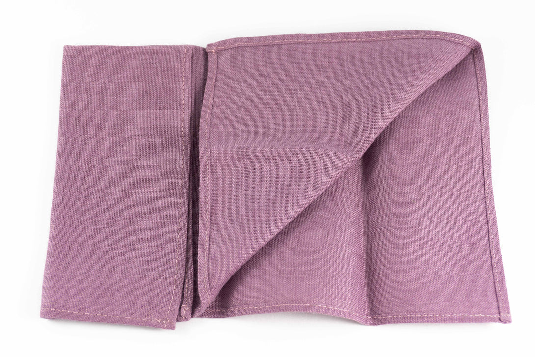 Purple pre-tied linen groomsmen bow ties for wedding