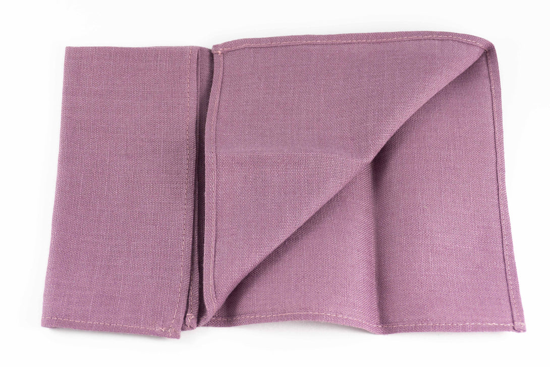 Purple color linen pocket square or handkerchief for men and boys available with matching bow tie or necktie