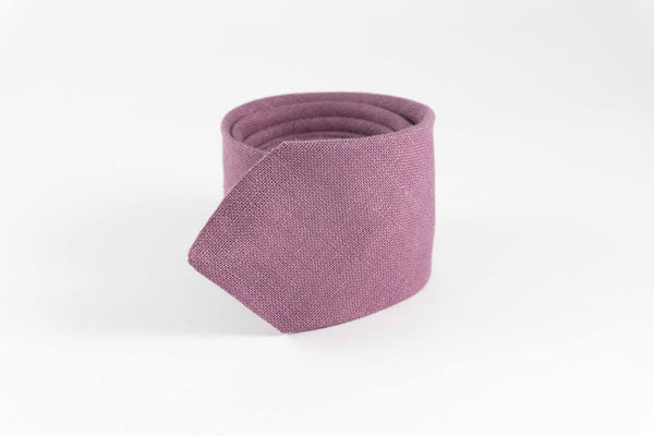 Purple linen wedding necktie for groomsmen