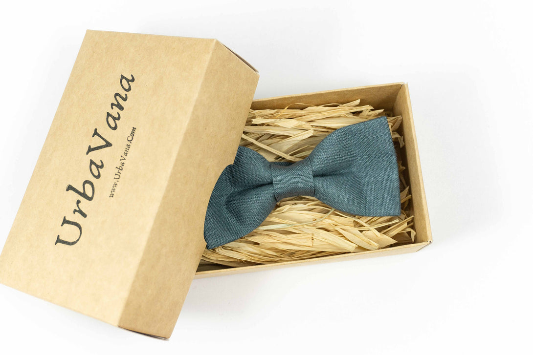 Blue grey pre-tied mens wedding bow ties for weddings - boys and kids bow ties