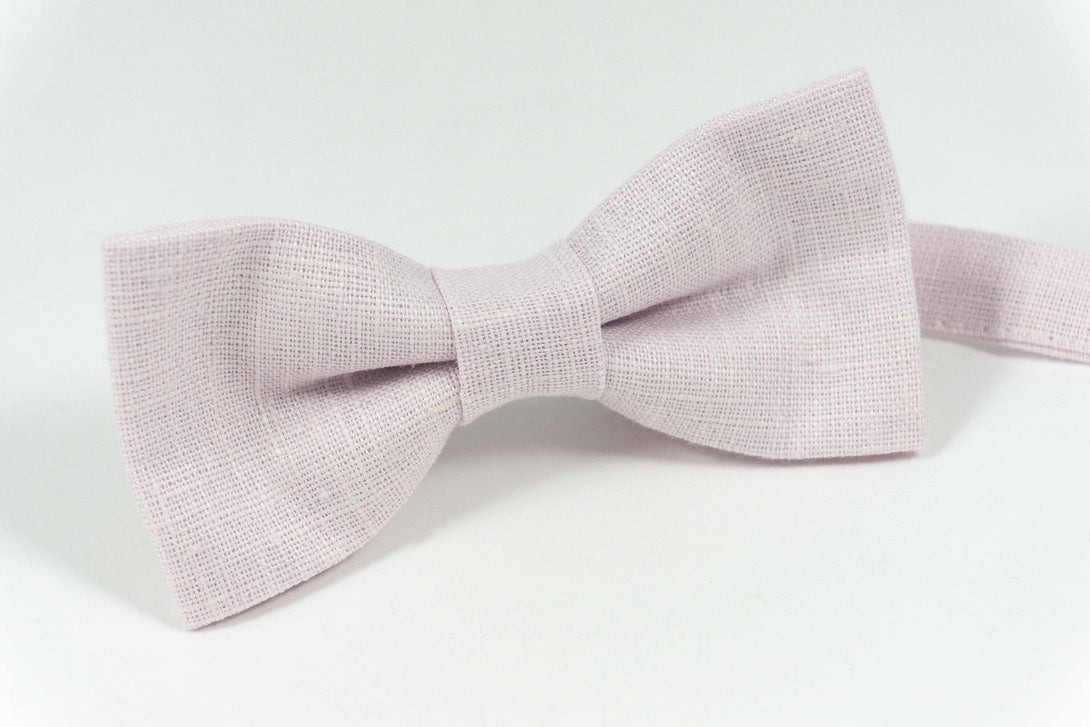 Light Pink color linen wedding bow tie for groomsmen