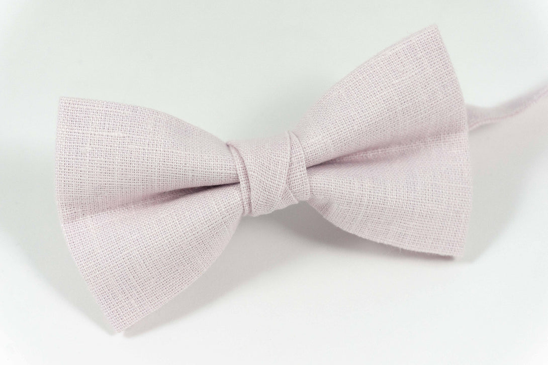 Light Blush pink linen wedding bow ties