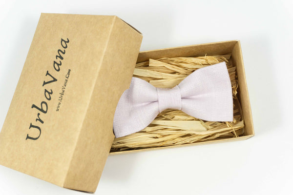 Light Pink color linen wedding bow tie for groomsmen
