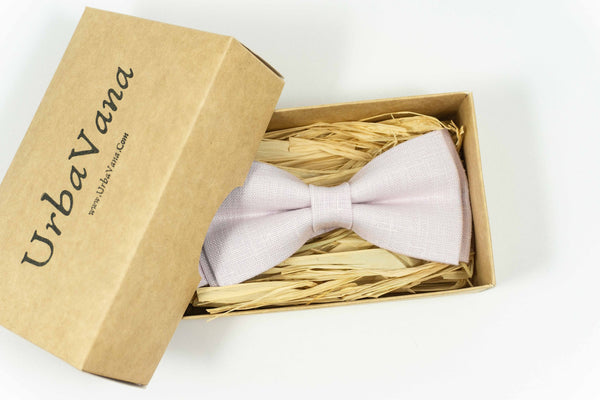 Blush light pink mens pre tied wedding bow ties