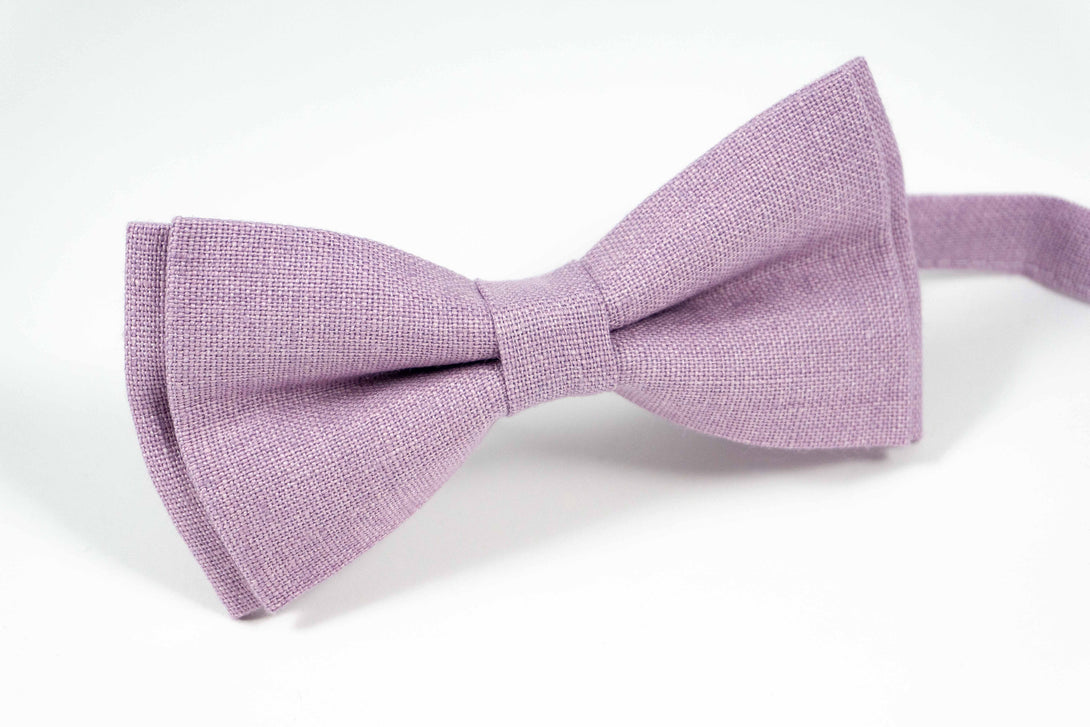 Light purple classic linen bow ties for men and kids