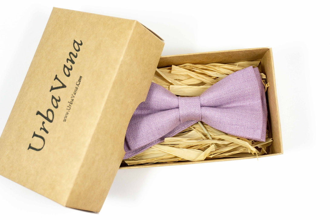 Light purple classic linen bow ties for men and kids