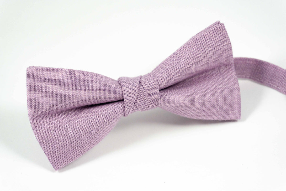 Light purple pre-tied linen mens bow ties