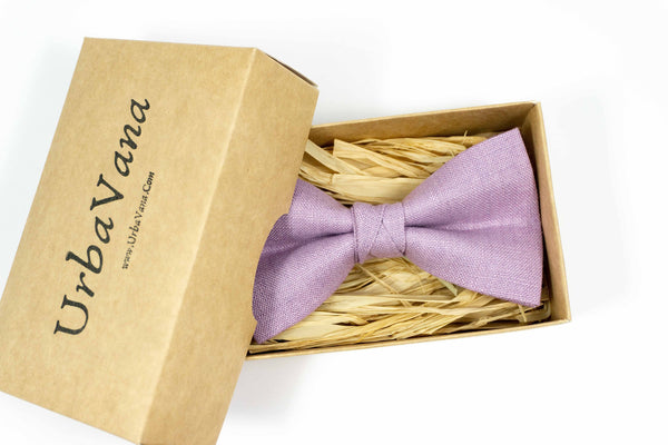 Light purple pre-tied bow ties for men and toddler boys