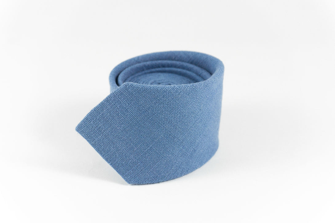 Blue color linen pocket square or handkerchief for men available with matching bow tie or necktie