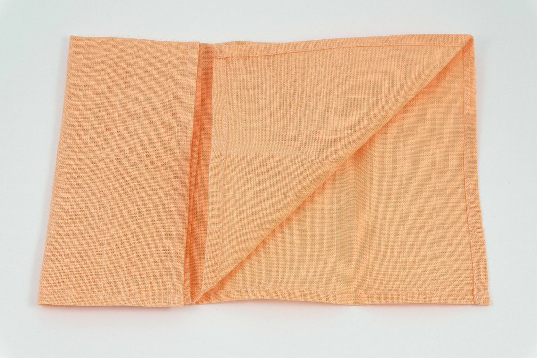 Peach color linen pocket square and handkerchief for weddings available with matching necktie or bow tie