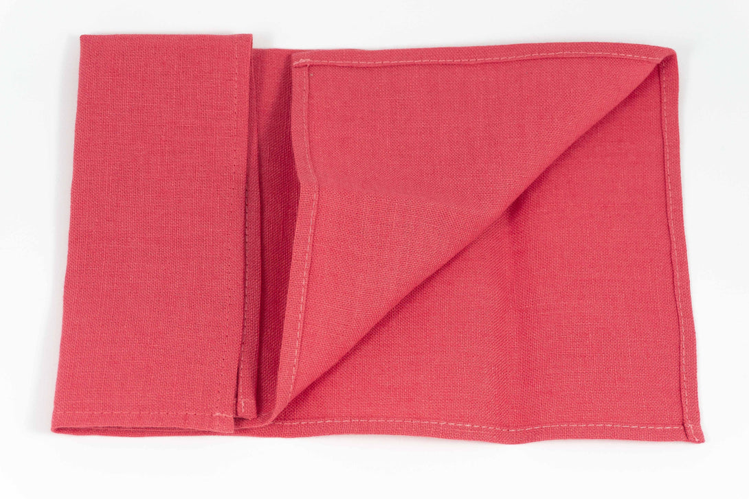 Coral color pocket square or handkerchief for men available with matching bow tie or necktie for man - made from eco-friendly linen