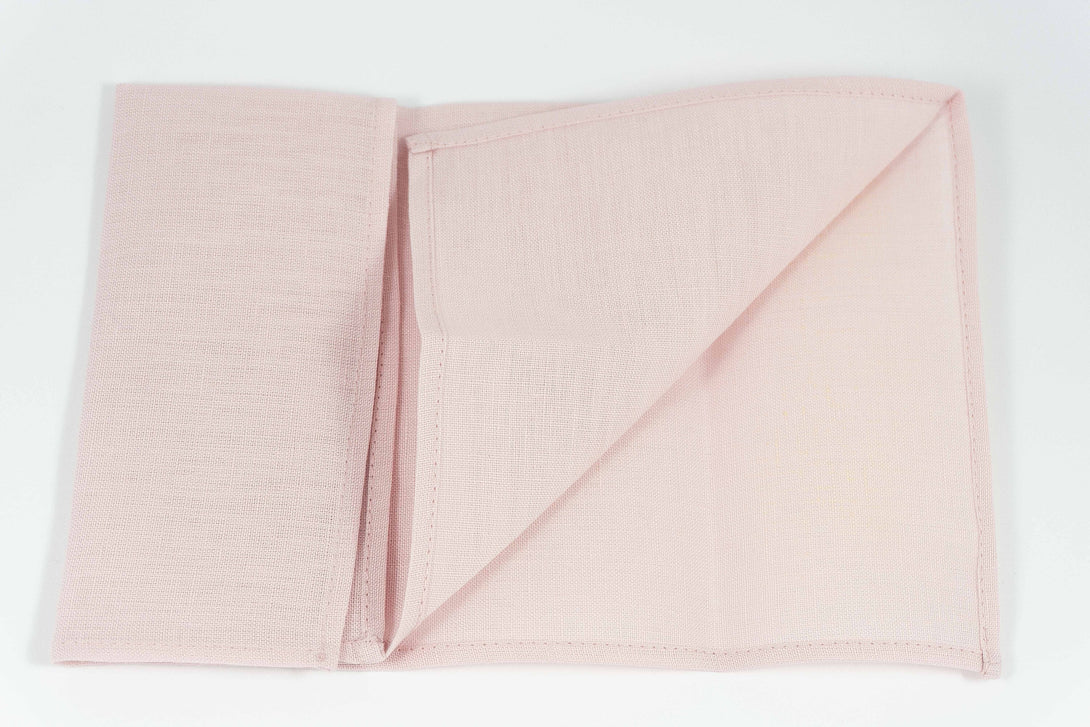 Light dusty rose color linen pocket square or handkerchief for men available with matching bow tie or necktie - dusty rose skinny necktie