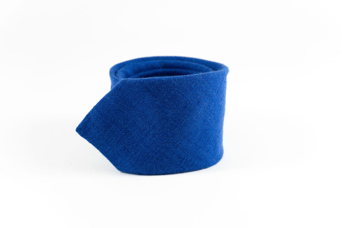 Royal blue color linen pocket square and handkerchief for weddings available with matching necktie or bow tie