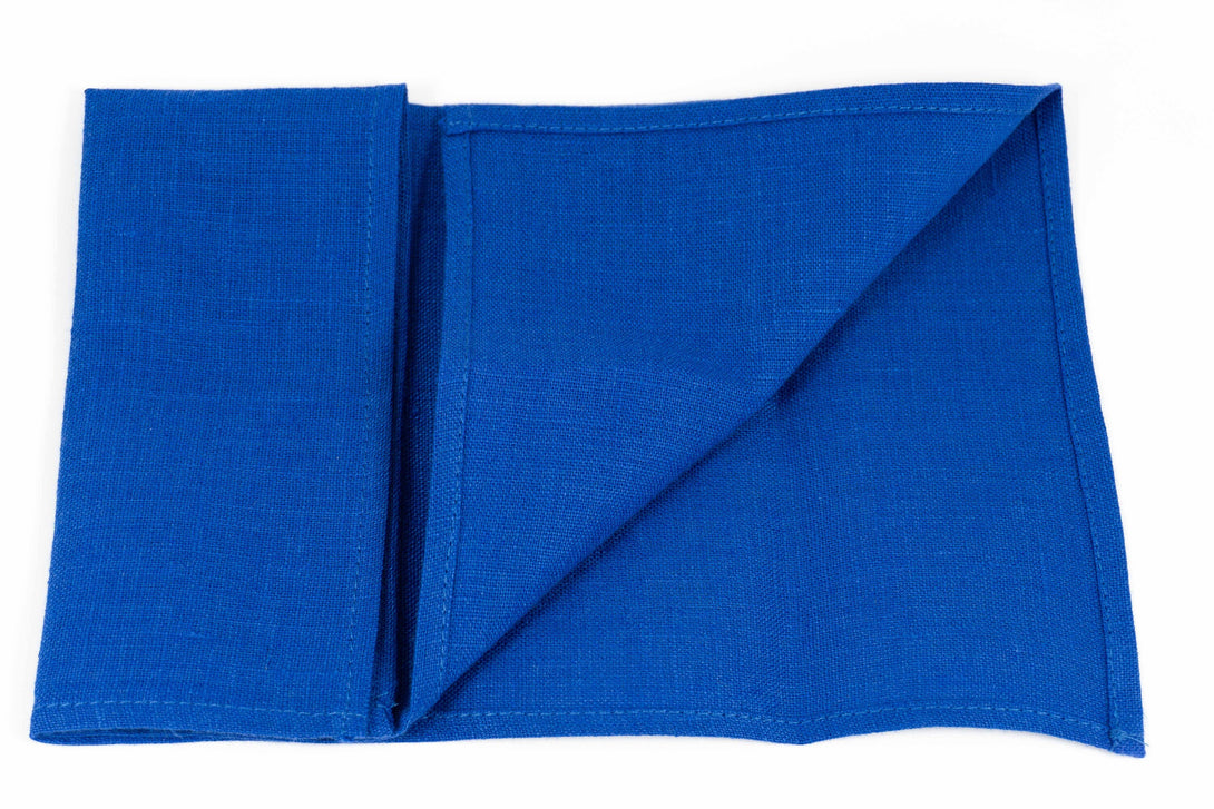 Royal blue color linen pocket square and handkerchief for weddings available with matching necktie or bow tie